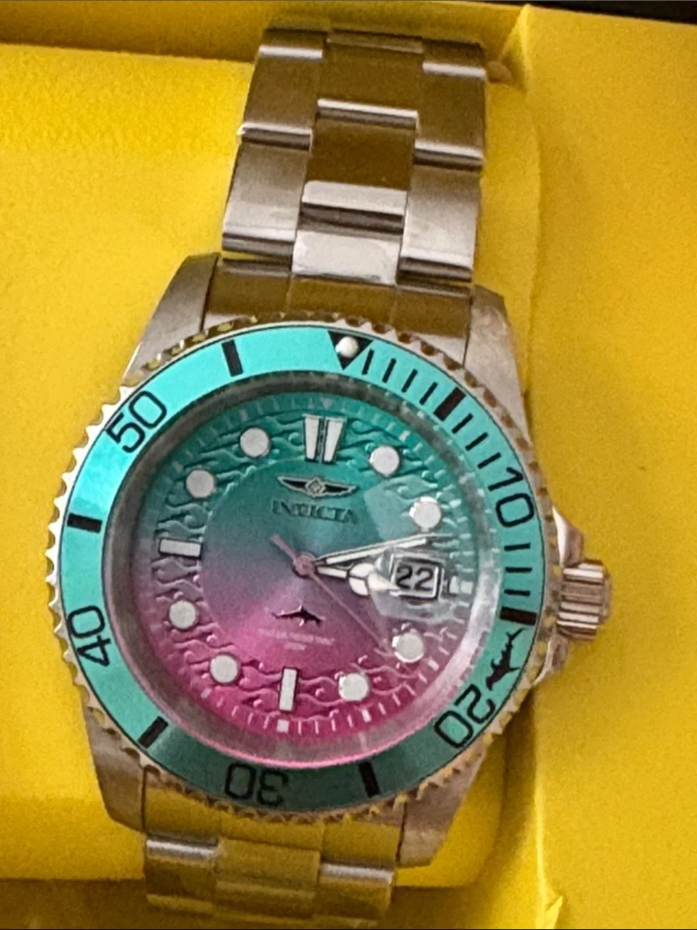 Sake today new Invicta Pro Diver Men's Watch 42mm Steel Tone Case Pink+Tiffany